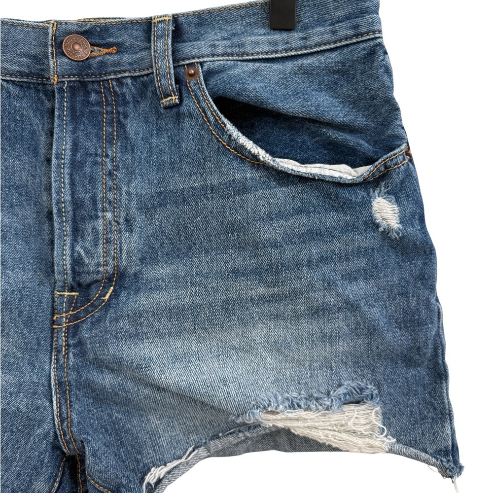 We The Free Blue Distressed Jean Shorts - Picture 2 of 9